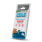 Монопротеинови хипоалергенни лакомства за кучета от дребни породи Vet Life Dog Dental Treat Hypoallergenic and Potatoes Mini  със свинско и картофи 60 гр